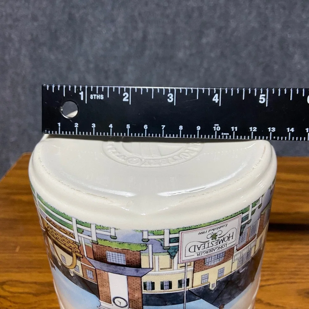 Longaberger Homestead Pottery Crock Utensil Holder Ivory Basketweave Made in USA